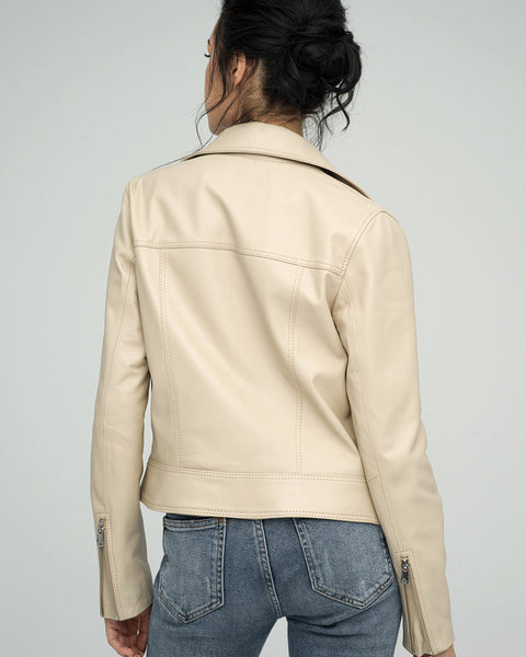 Cream Genuine Sheepskin Jacket-1