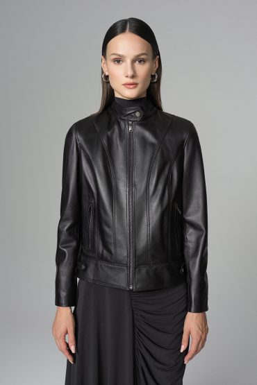 Queniva — Black Genuine Leather Jacket, alternate view 3