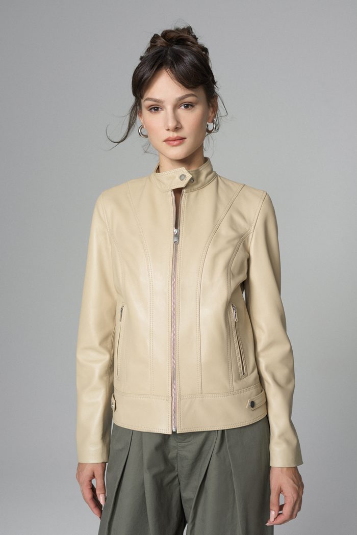 Raphaëlle Beaumont — Cream Genuine Leather Jacket