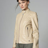 Cream Genuine Leather﻿ Jacket-2