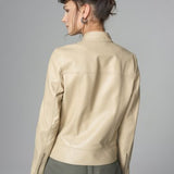 Cream Genuine Leather﻿ Jacket-1