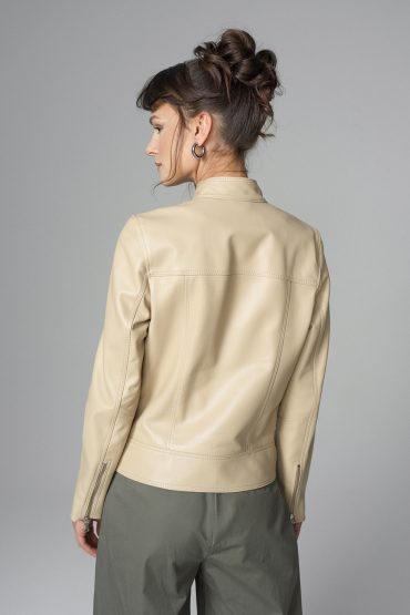 Raphaëlle Beaumont — Cream Genuine Leather Jacket, alternate view 2