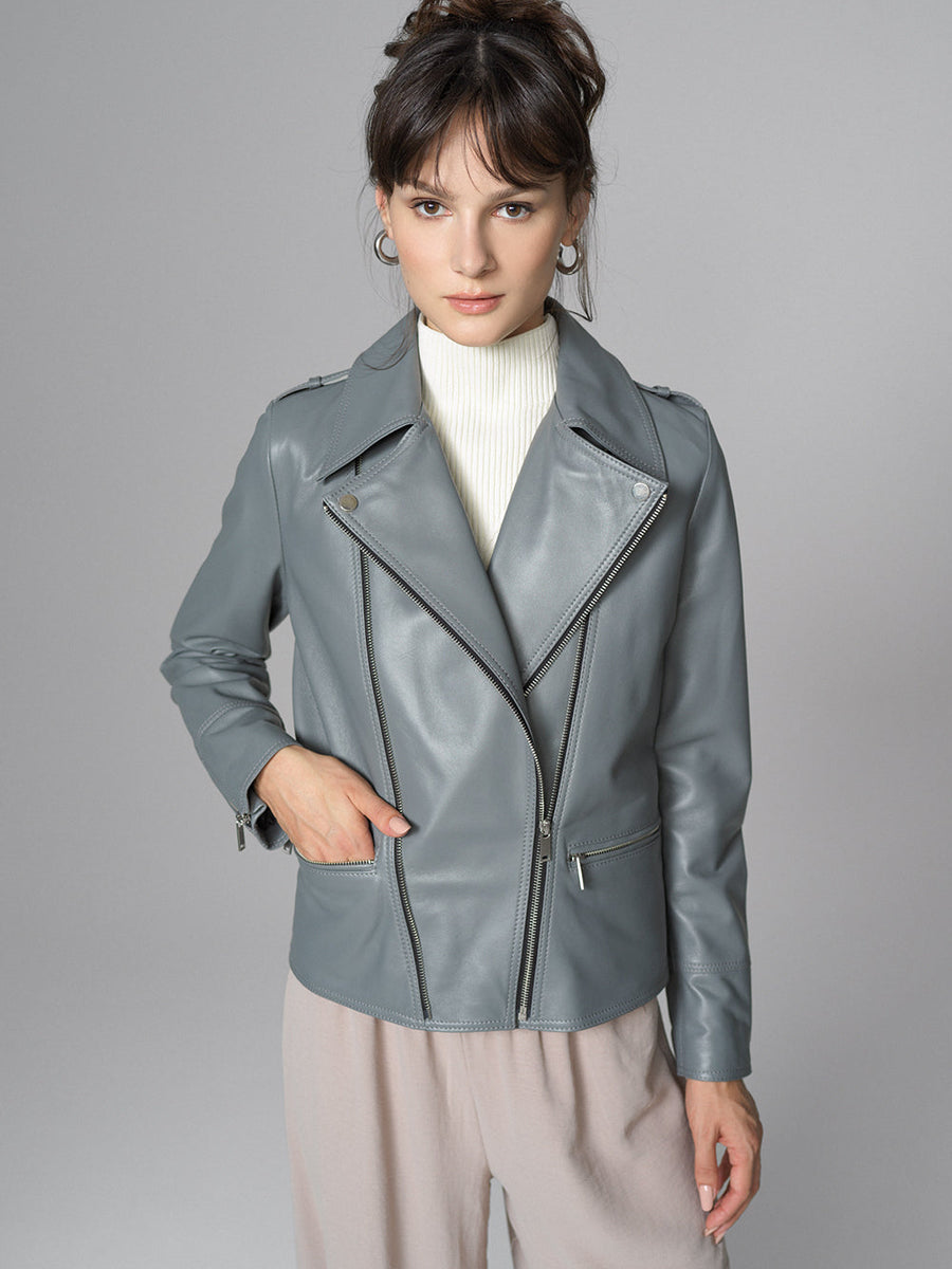 Gray Natural Leather﻿ Jacket-0