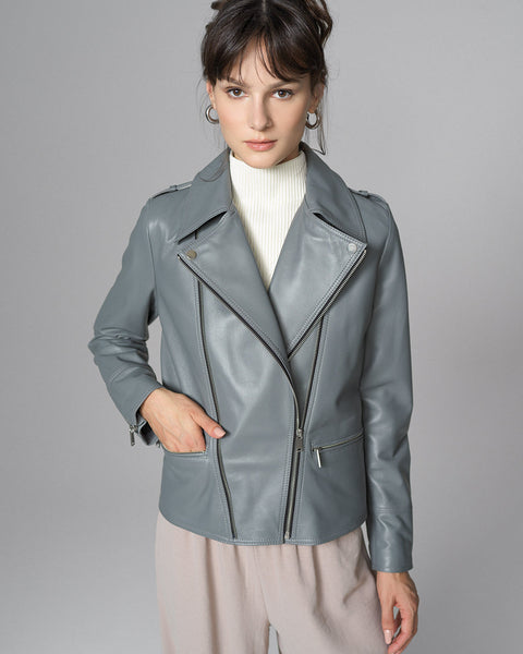 Gray Natural Leather﻿ Jacket-0