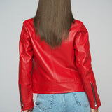 Red Genuine Cropped Leather Jacket-1