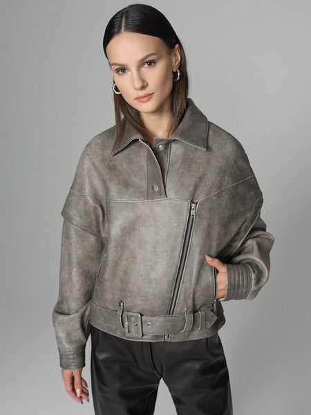 Vintage Gray Natural Leather Jacket-1