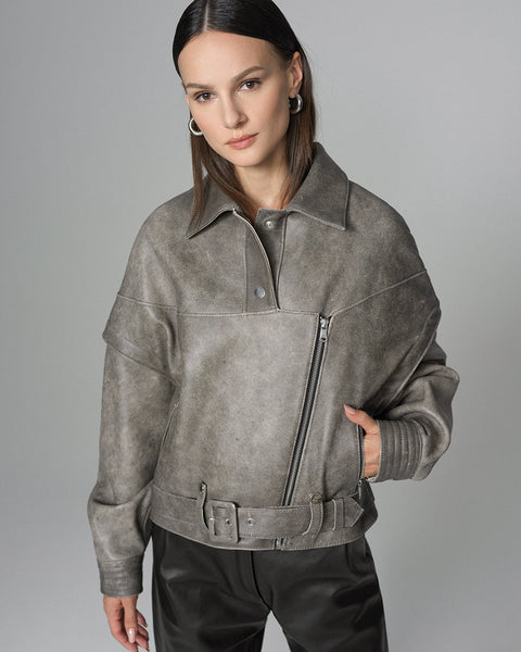 Vintage Gray Natural Leather Jacket-1