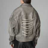 Vintage Gray Natural Leather Jacket-0