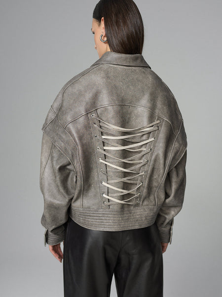 Vintage Gray Natural Leather Jacket-0