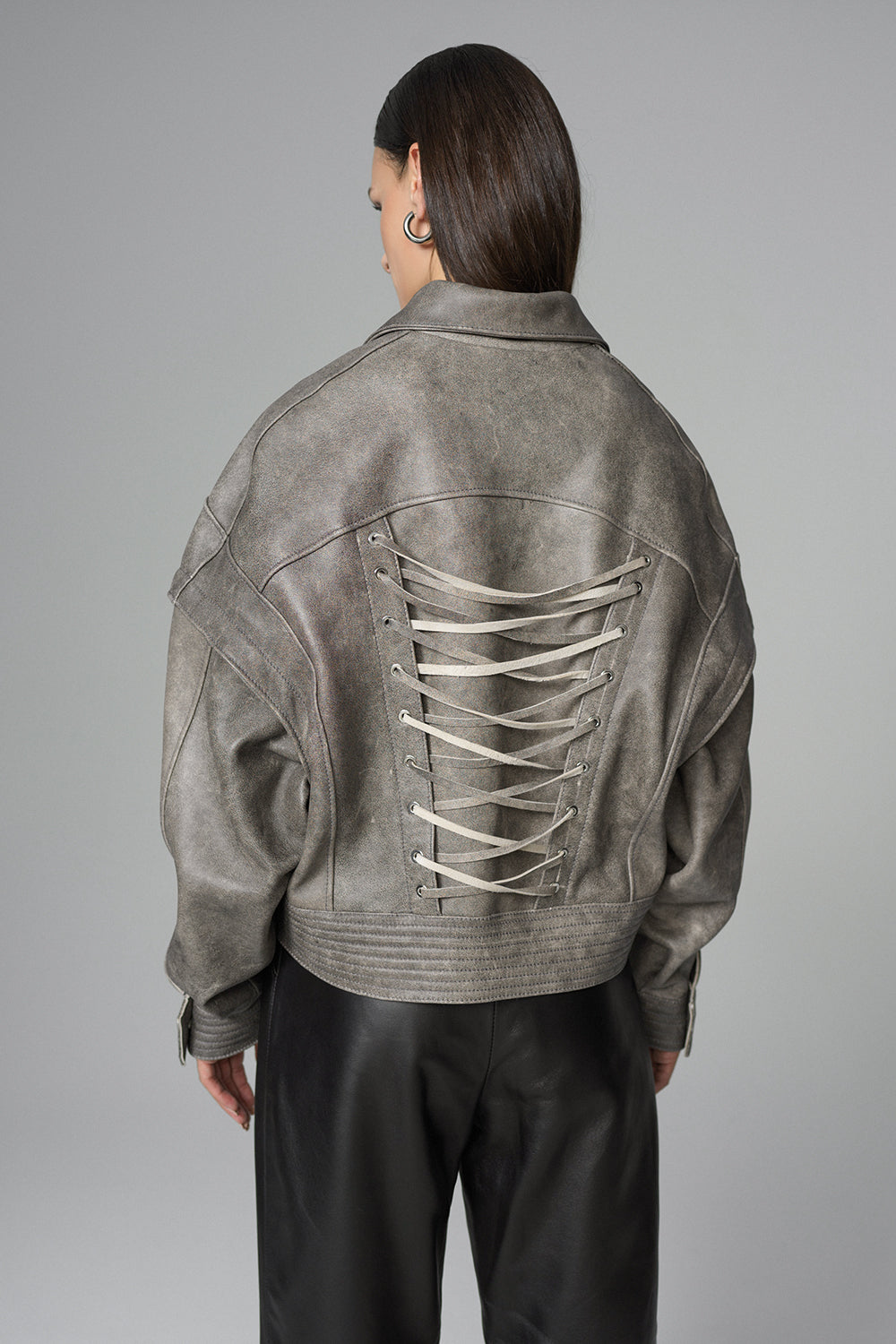 Heloise Rivière — Vintage Gray Natural Leather Jacket