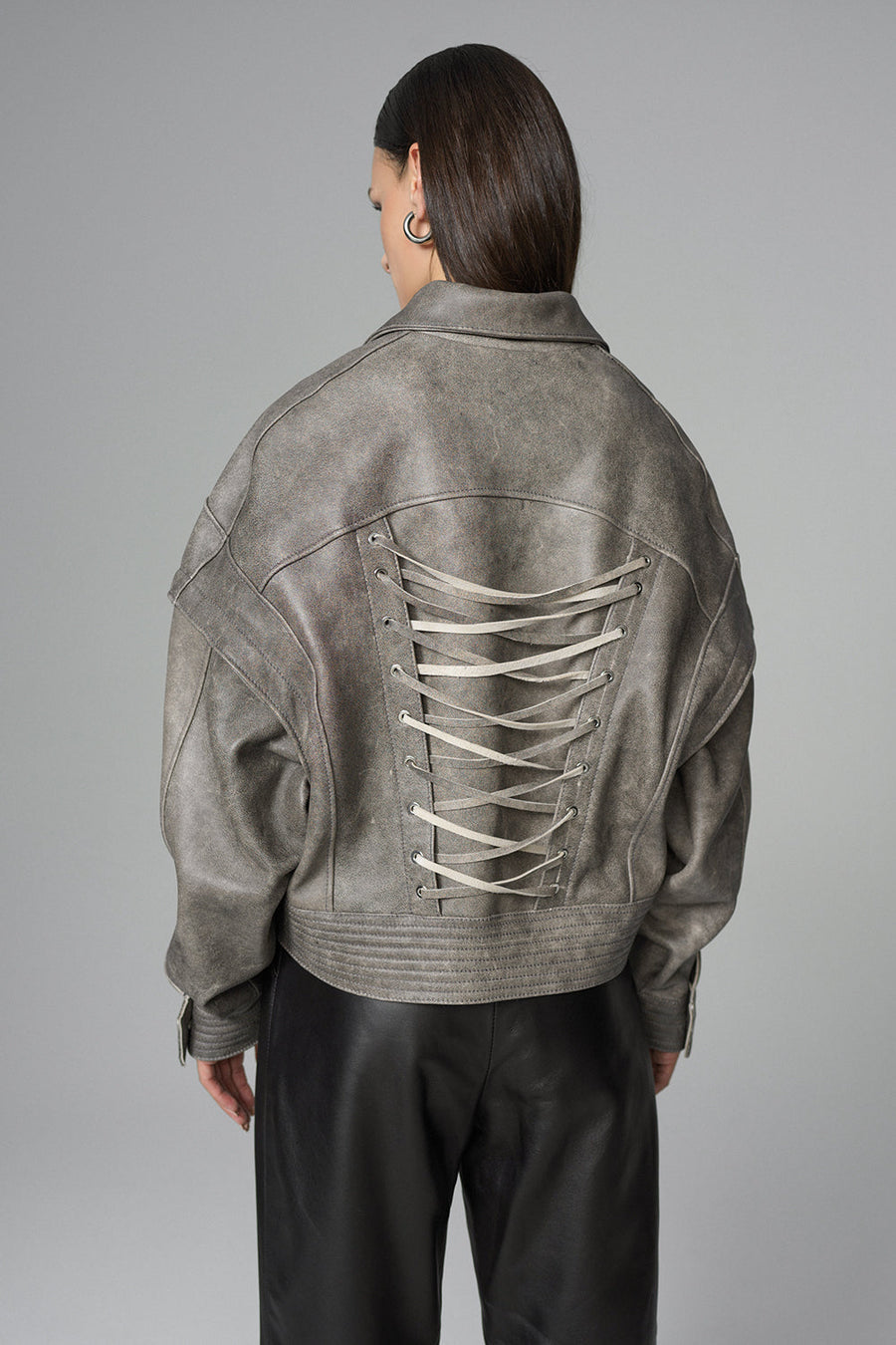 Heloise Rivière — Vintage Gray Natural Leather Jacket