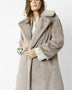 Light Grey Faux Fur Midi Shaved Shearling Coat-0