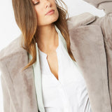 Light Grey Faux Fur Midi Shaved Shearling Coat-1