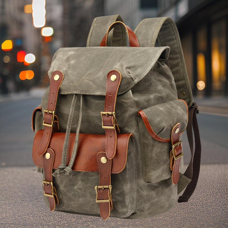 Lucas™ — Classic Outdoor Backpack Light Gray Men's Statement Handbag, alternate view 2