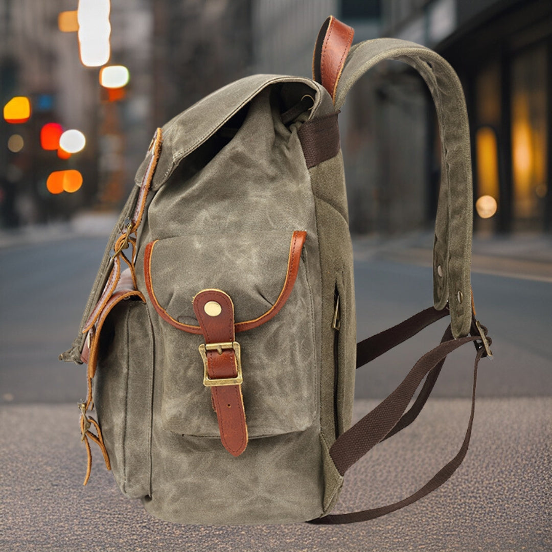 Lucas™ — Classic Outdoor Backpack Light Gray Men's Statement Handbag, alternate view 3