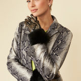 Luxe Faux Leather Snake Print Gloves-0