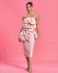 Francesca — Floral Strapless Midi Tube Dress, alternate view 6