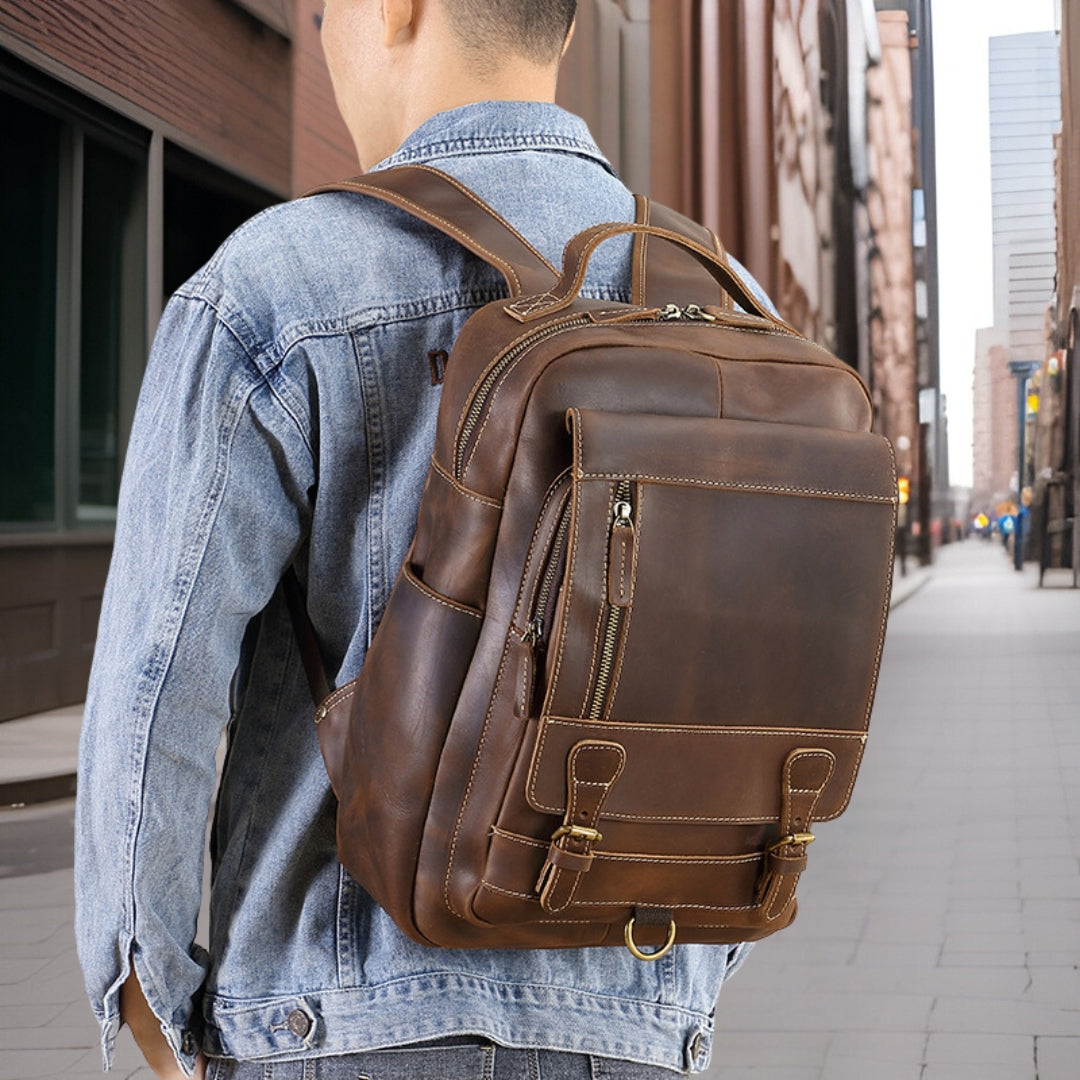 Mason™ — Premium Leather Backpack Men's Statement Handbag, alternate view 6