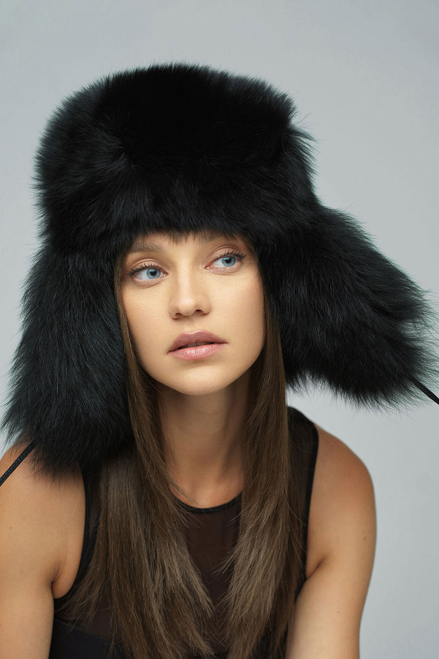 Undine Rivière — Black Genuine Arctic Fox and Mink Fur Hat Black Women's Coat or Jacket
