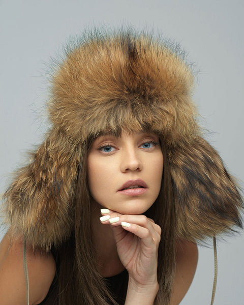 Taupe Genuine Arctic Fox and Mink Fur Hat