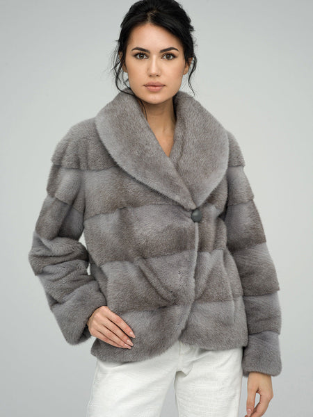 Gray Fashionista Mink Fur Coat