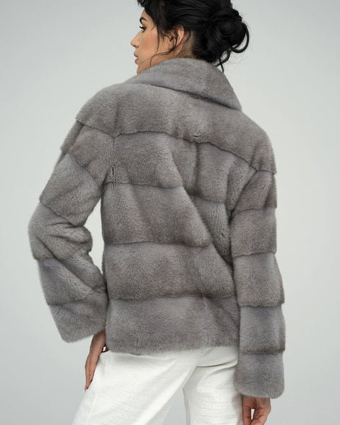 Gray Fashionista Mink Fur Coat