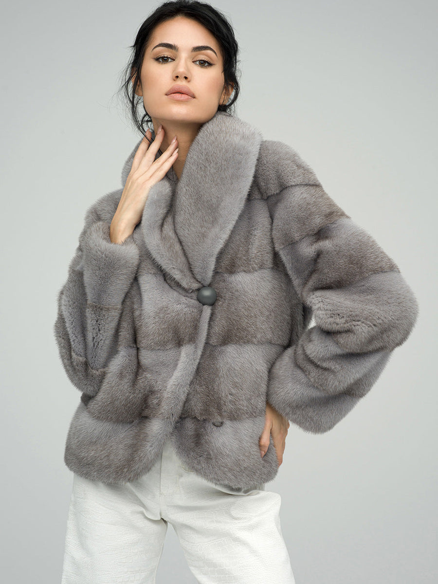 Gray Fashionista Mink Fur Coat