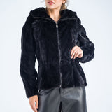 Black Genuine Mink Fur Hooded Jacket-0