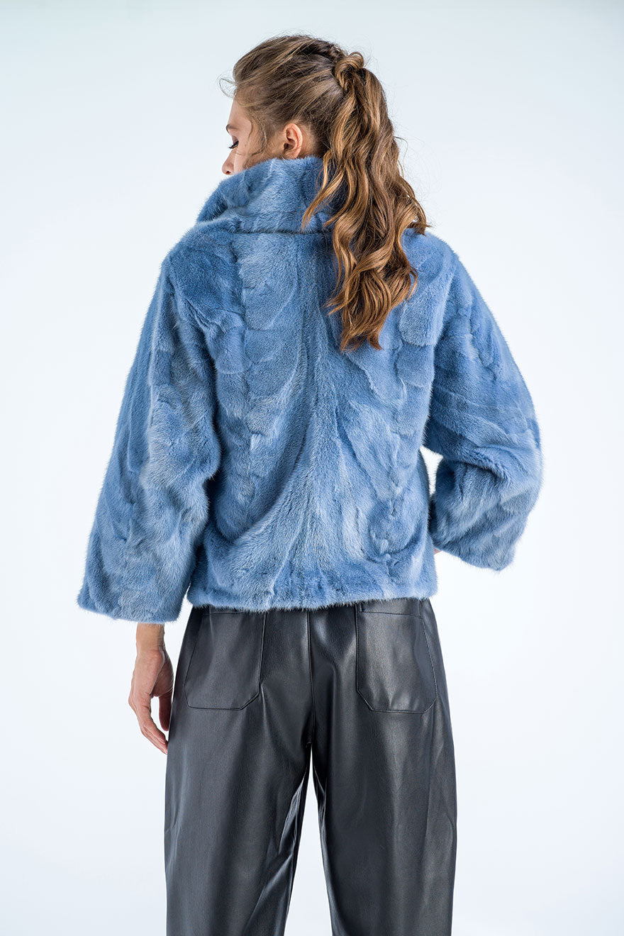 Pascale — Blue Genuine Mink Fur Jacket, alternate view 2