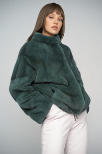 Lorélie — Olive Genuine Mink Fur Coat