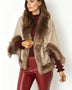 Mocha Faux Fur Suede Cape Jacket-0