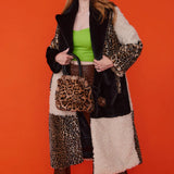 Mocha Faux Fur and Faux Shearling Maxi Coat-1