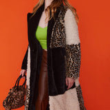 Mocha Faux Fur and Faux Shearling Maxi Coat-2
