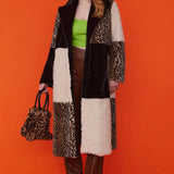 Mocha Faux Fur and Faux Shearling Maxi Coat-0