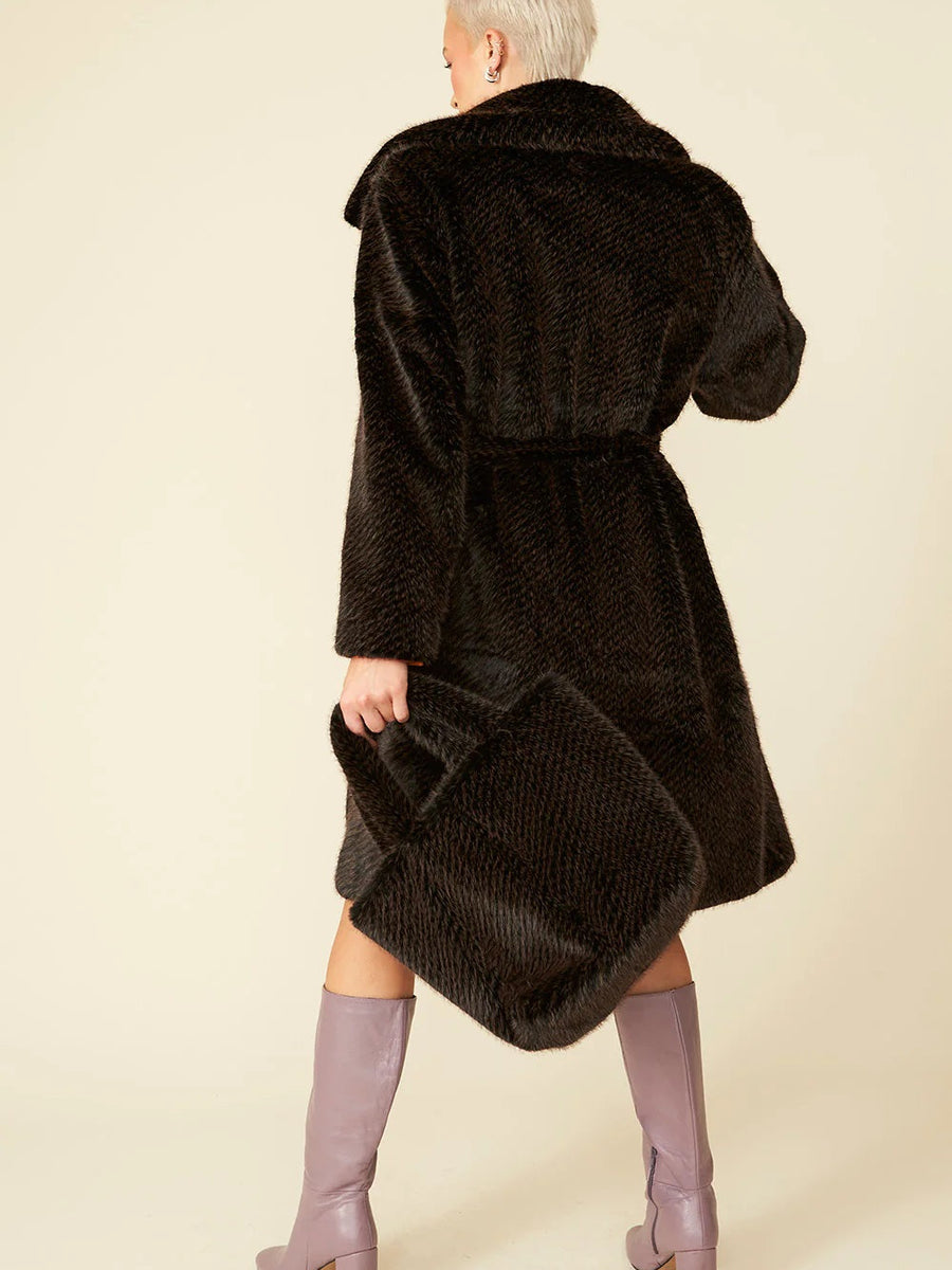 Chocolate Faux Fur Maxi Coat-3