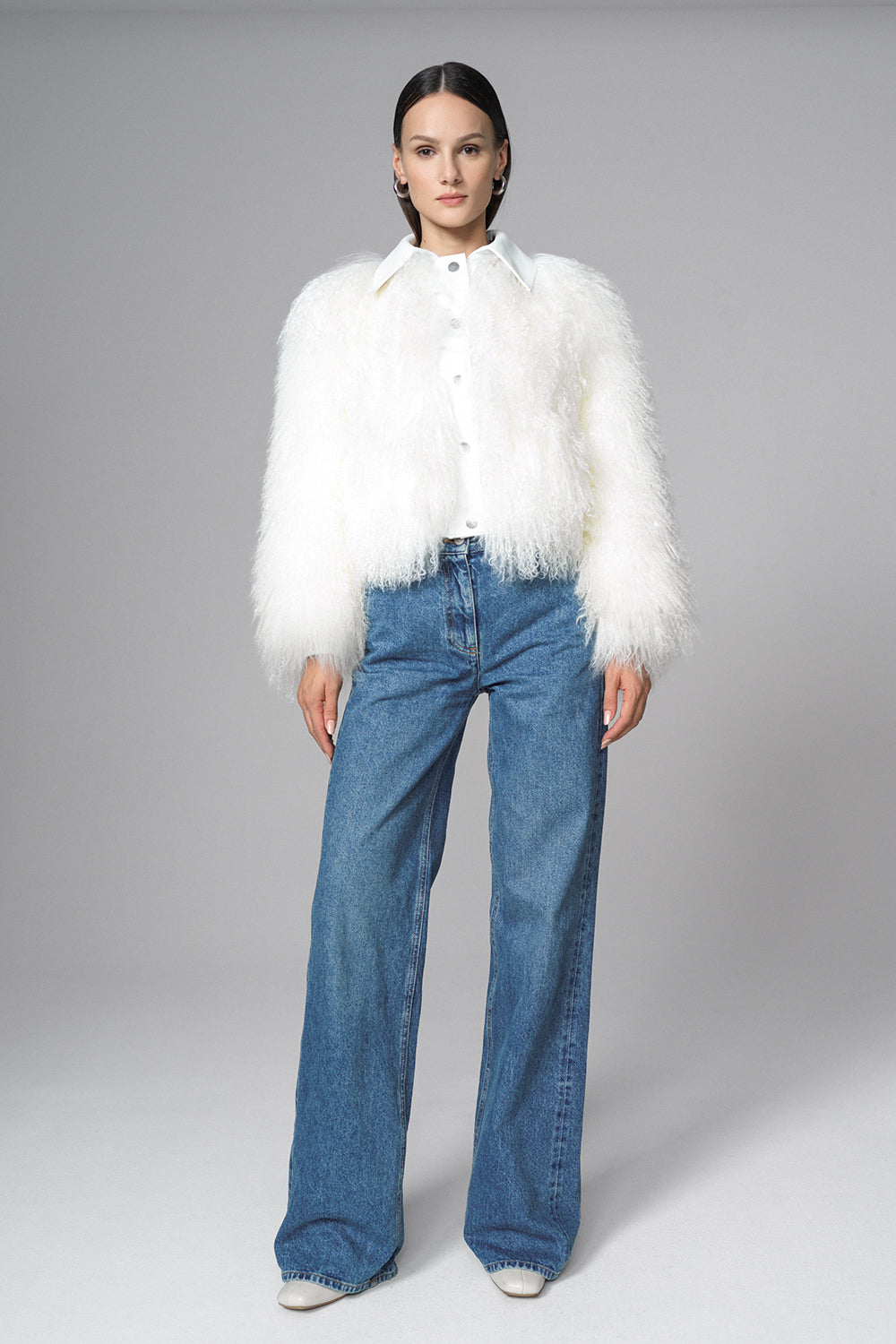 Brielle — White Natural Mongolian Shearling Jacket