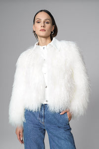 Brielle — White Natural Mongolian Shearling Jacket, alternate view 3
