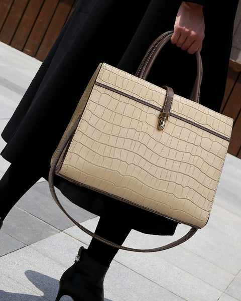 Kate Crocodile Pattern Medium Tote Bag