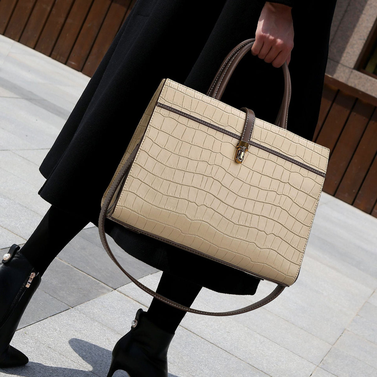 Kate — Crocodile Pattern Medium Tote Bag, alternate view 2