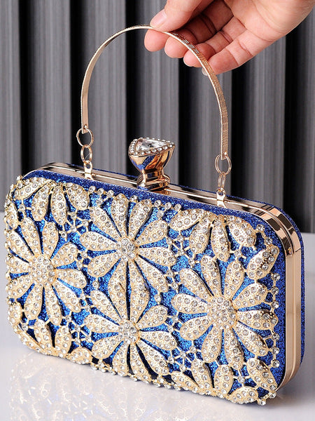 Flower Rhinestones Clutch Bag - Opulent Empire