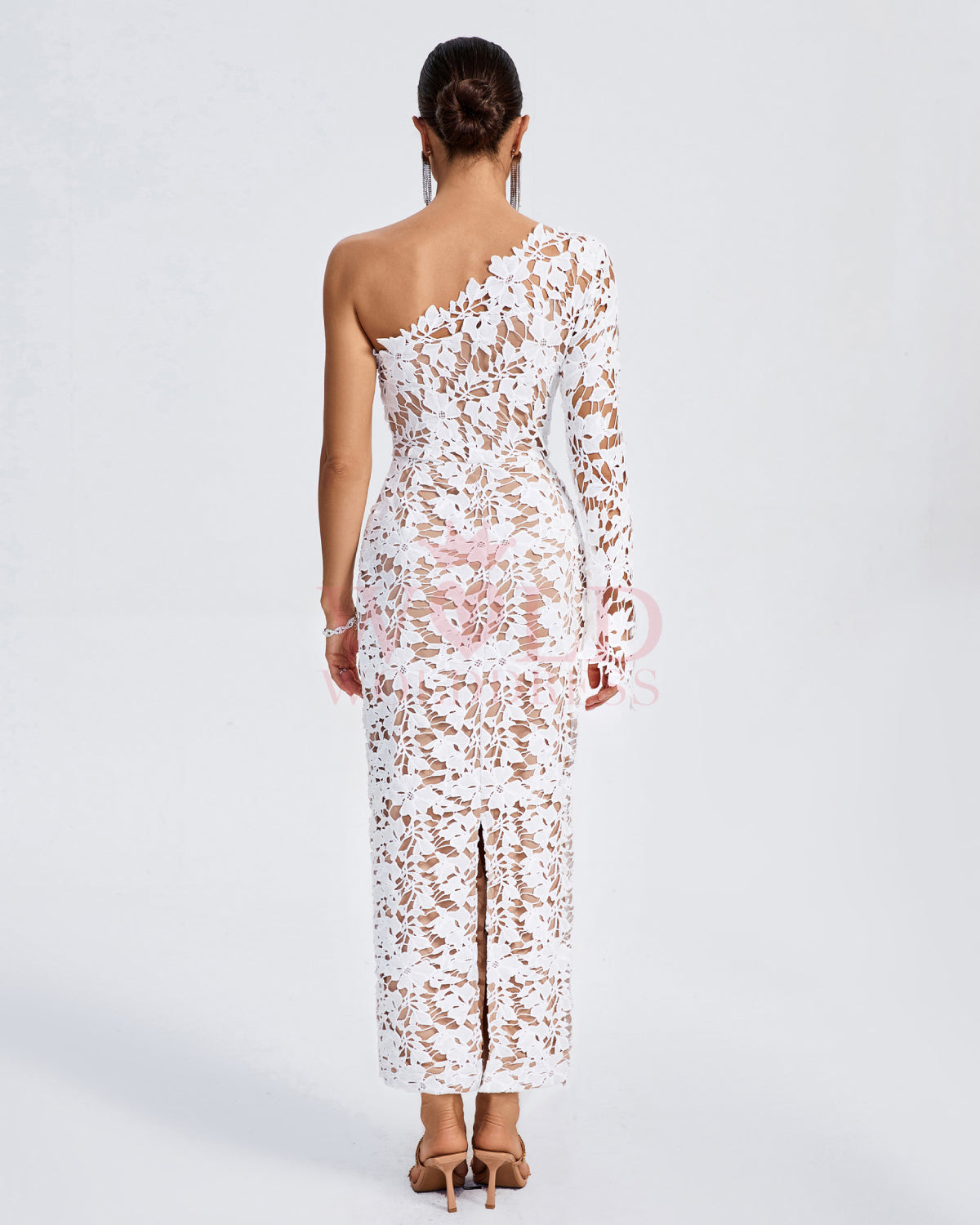 Sasha Lefèvre — One Shoulder Lace Floral Long Dress, alternate view 4