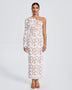One Shoulder Lace Floral Long Dress