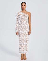Sasha Lefèvre — One Shoulder Lace Floral Long Dress
