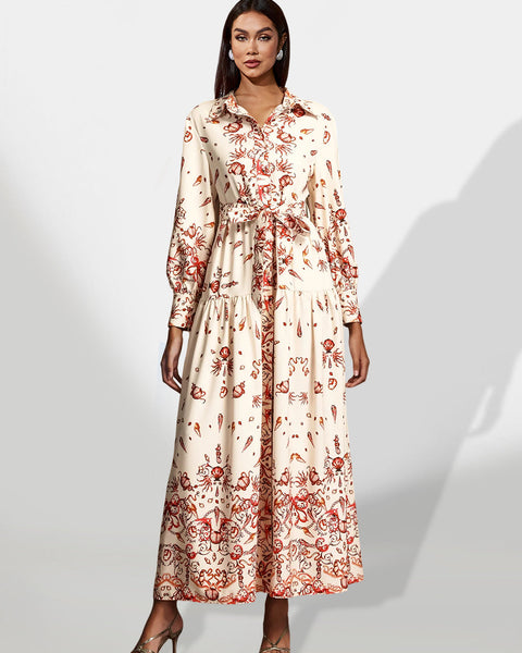 Elegance in the Waves: Marine Benthos Printing Vacation Dress