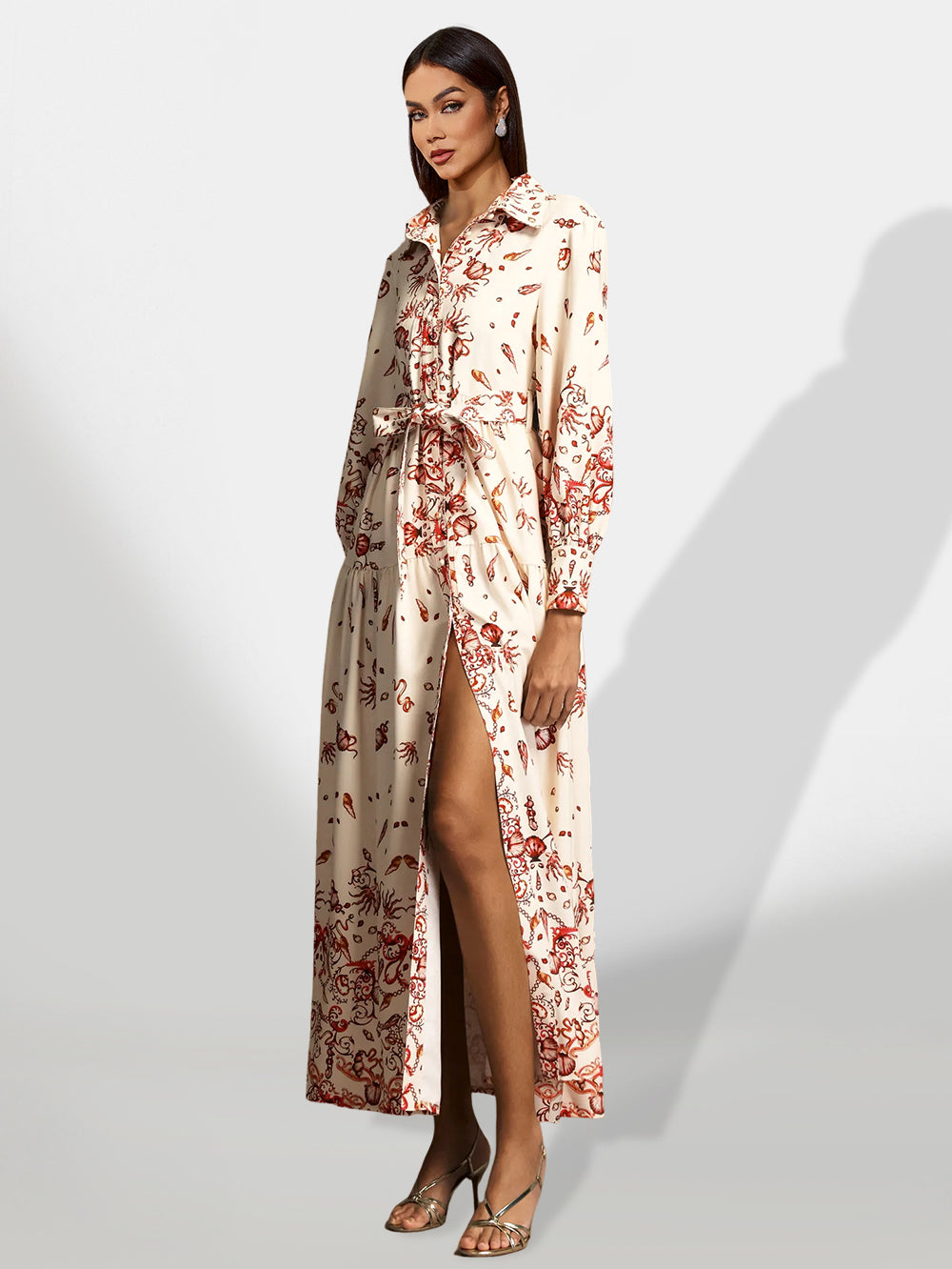 Magnolia Delacroix — Elegance in the Waves: Marine Benthos Printing Vacation Dress, alternate view 5