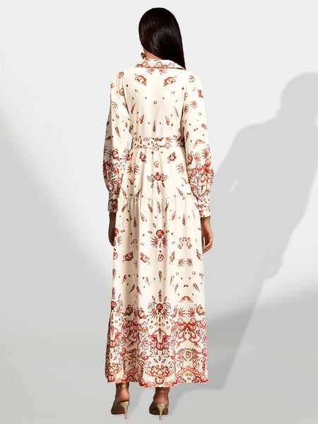 Elegance in the Waves: Marine Benthos Printing Vacation Dress