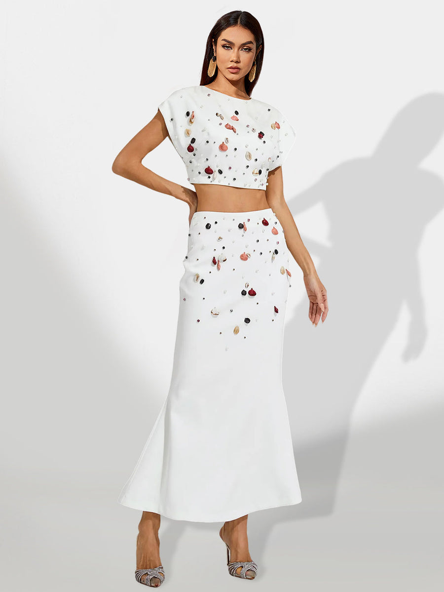 Katerina Delacroix — Elegant Grace Shell Set with Mermaid Skirt