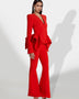 Ruching Set with Flared Pants for a Trendy and Comfortable Style