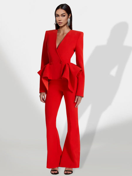 Ruching Set with Flared Pants for a Trendy and Comfortable Style