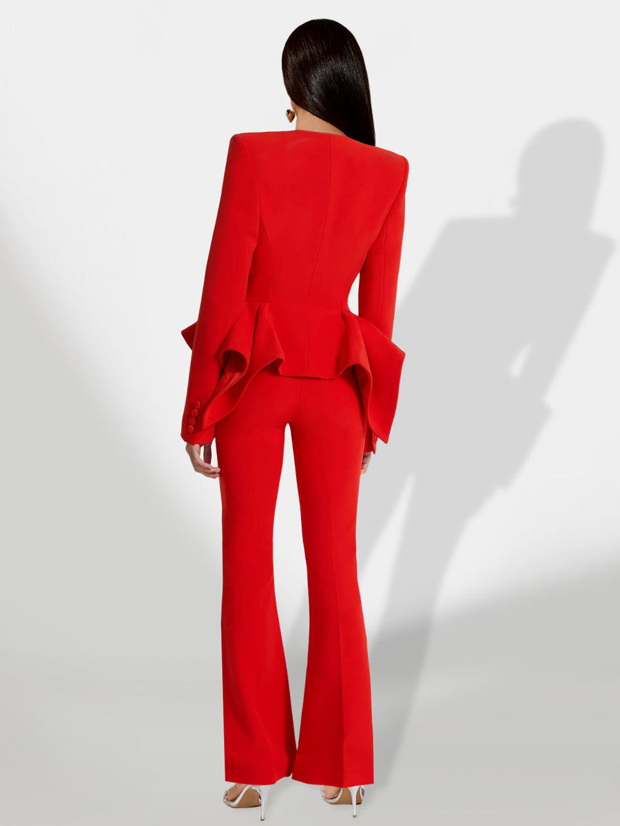 Ruching Set with Flared Pants for a Trendy and Comfortable Style